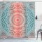 Ambesonne Coral and Teal Shower Curtain, Modern Tribal Mandala Tibetan Healing Motif with Floral Geometric Ombre Art, Cloth Fabric Bathroom Decor Set with Hooks, 70" Long, Coral Teal